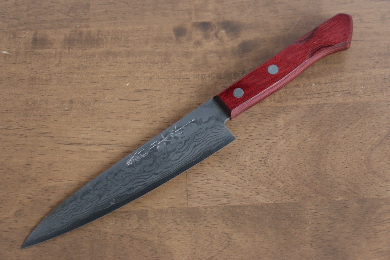 Nao Yamamoto VG10 Damascus Petty-Utility 150mm Red Pakkawood Handle - Seisuke Knife