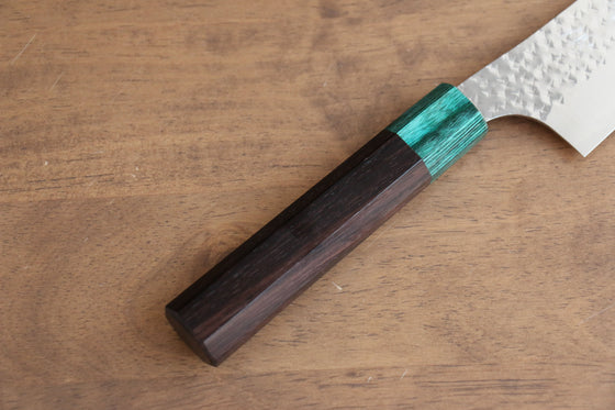 Yu Kurosaki Senko Ei SG2 Hammered Santoku 165mm Shitan (ferrule: Green Pakka wood) Handle - Seisuke Knife