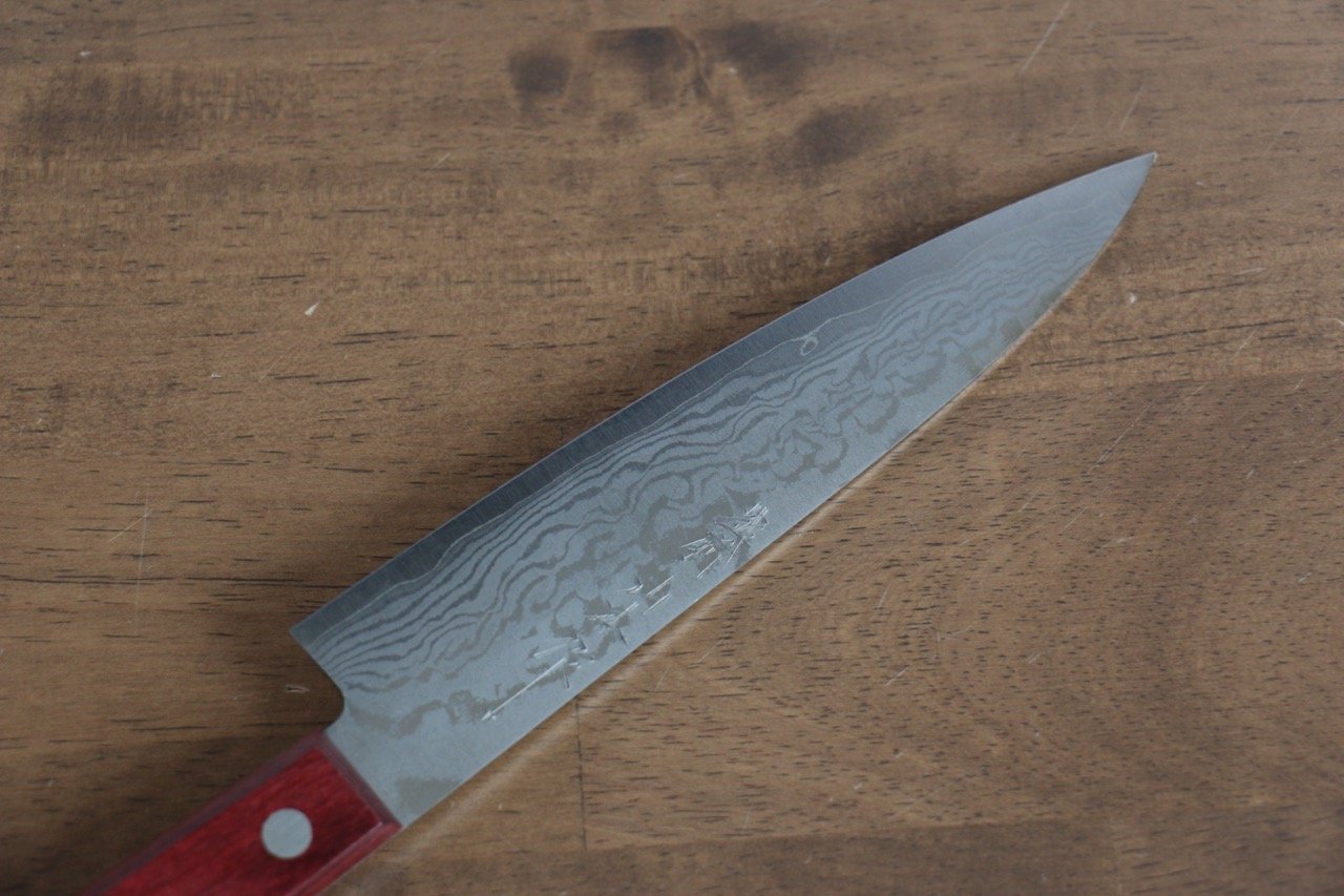 Nao Yamamoto VG10 Damascus Petty-Utility 150mm Red Pakkawood Handle - Seisuke Knife