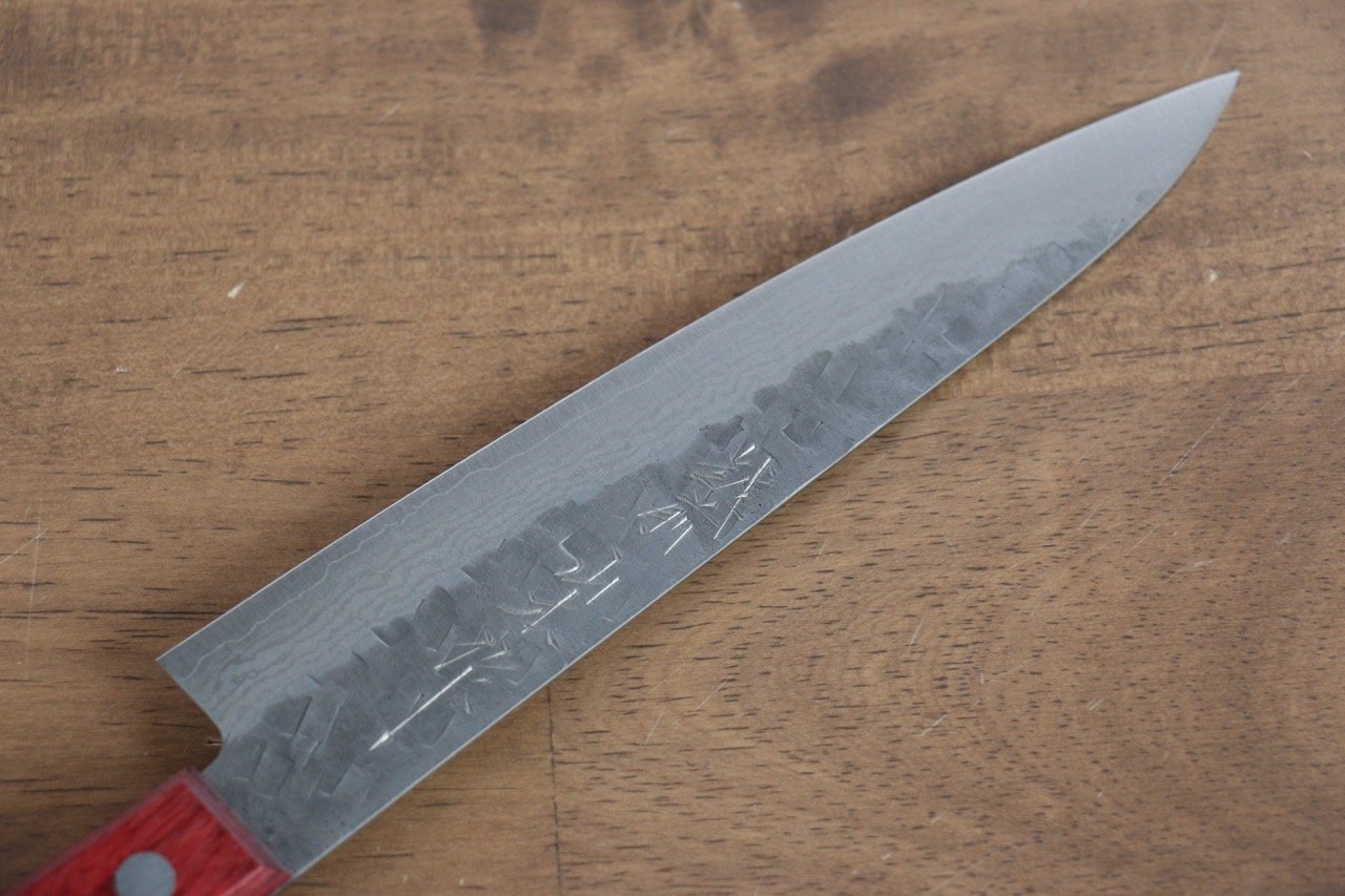 Nao Yamamoto VG10 Hammered Damascus Nashiji Petty-Utility 160mm Red Pakkawood Handle - Seisuke Knife