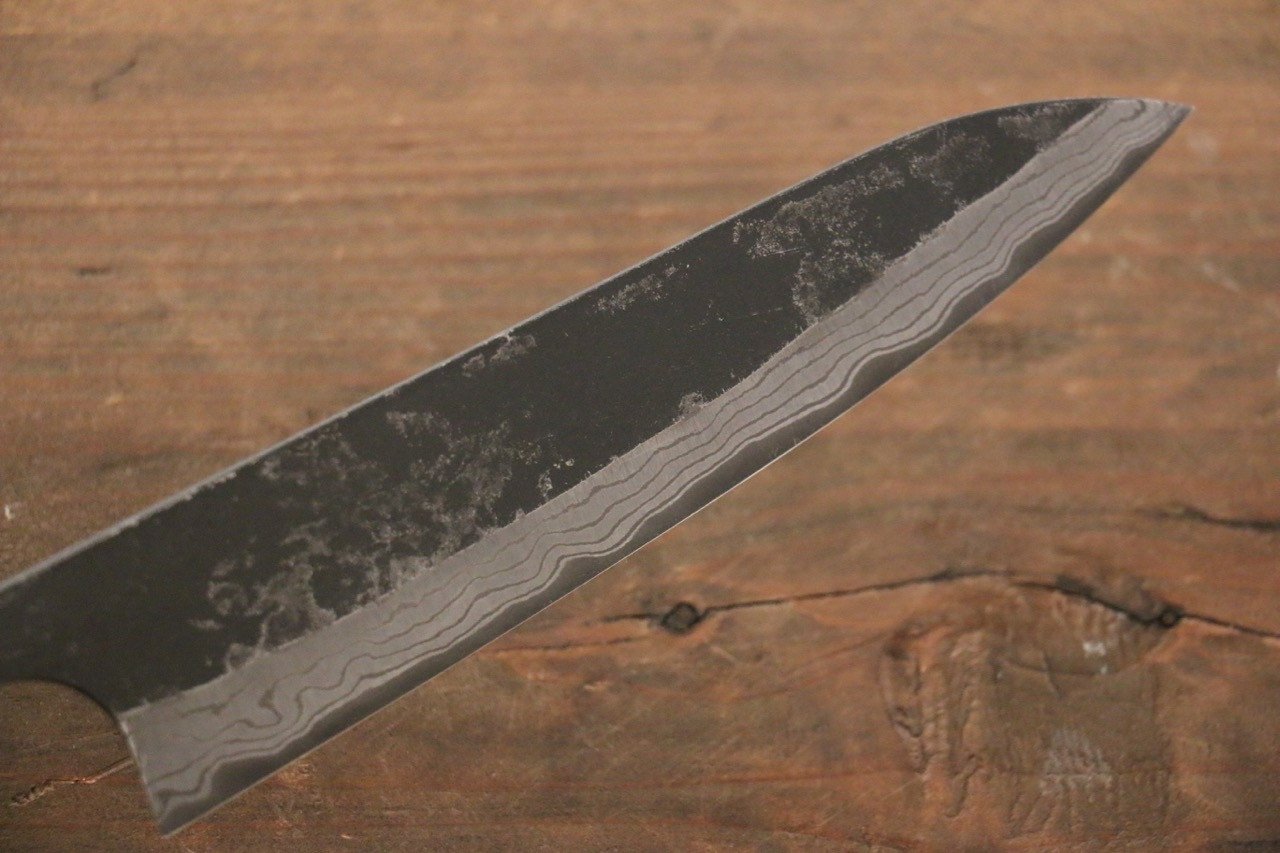 Shungo Ogata White Steel No.2 Kurouchi Damascus Petty-Utility 150mm Shitan Handle - Seisuke Knife