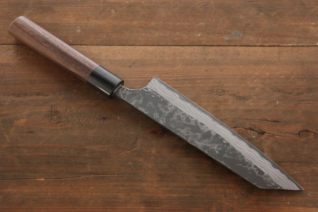 Shungo Ogata White Steel No.2 Kurouchi Damascus Bunka 180mm Shitan Handle - Seisuke Knife