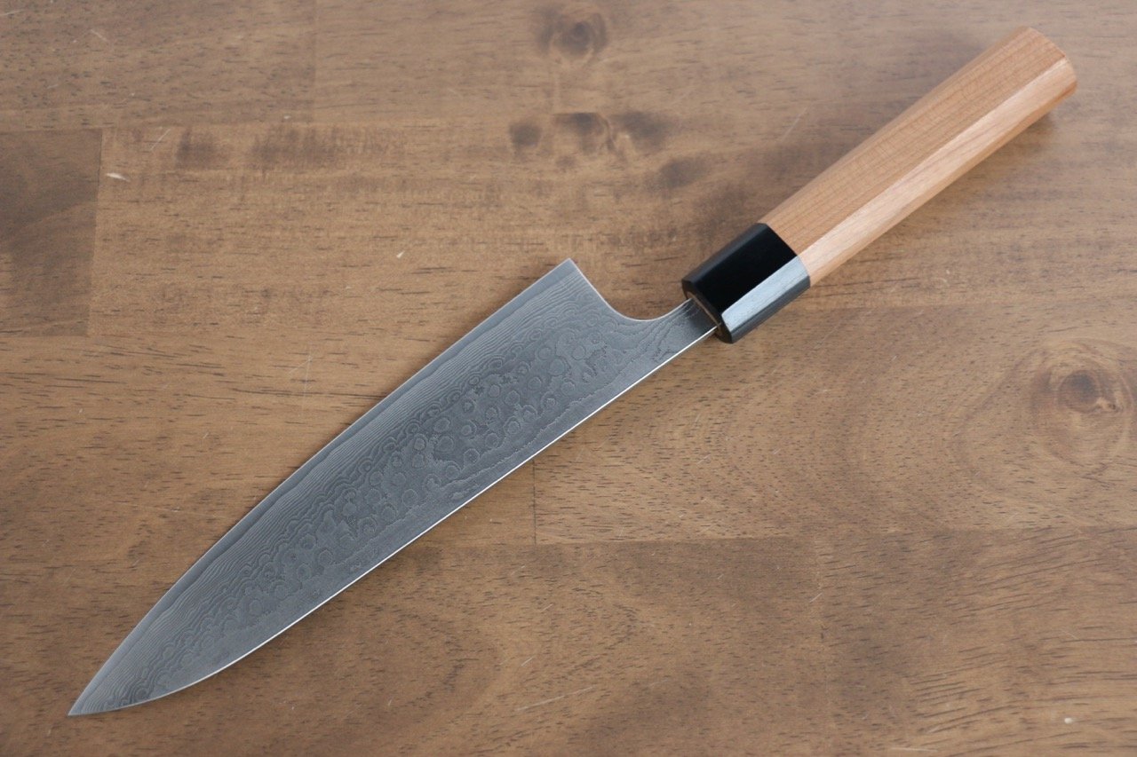 Nao Yamamoto SG2 Damascus Migaki Finished Gyuto 180mm Cherry Wood Handle - Seisuke Knife