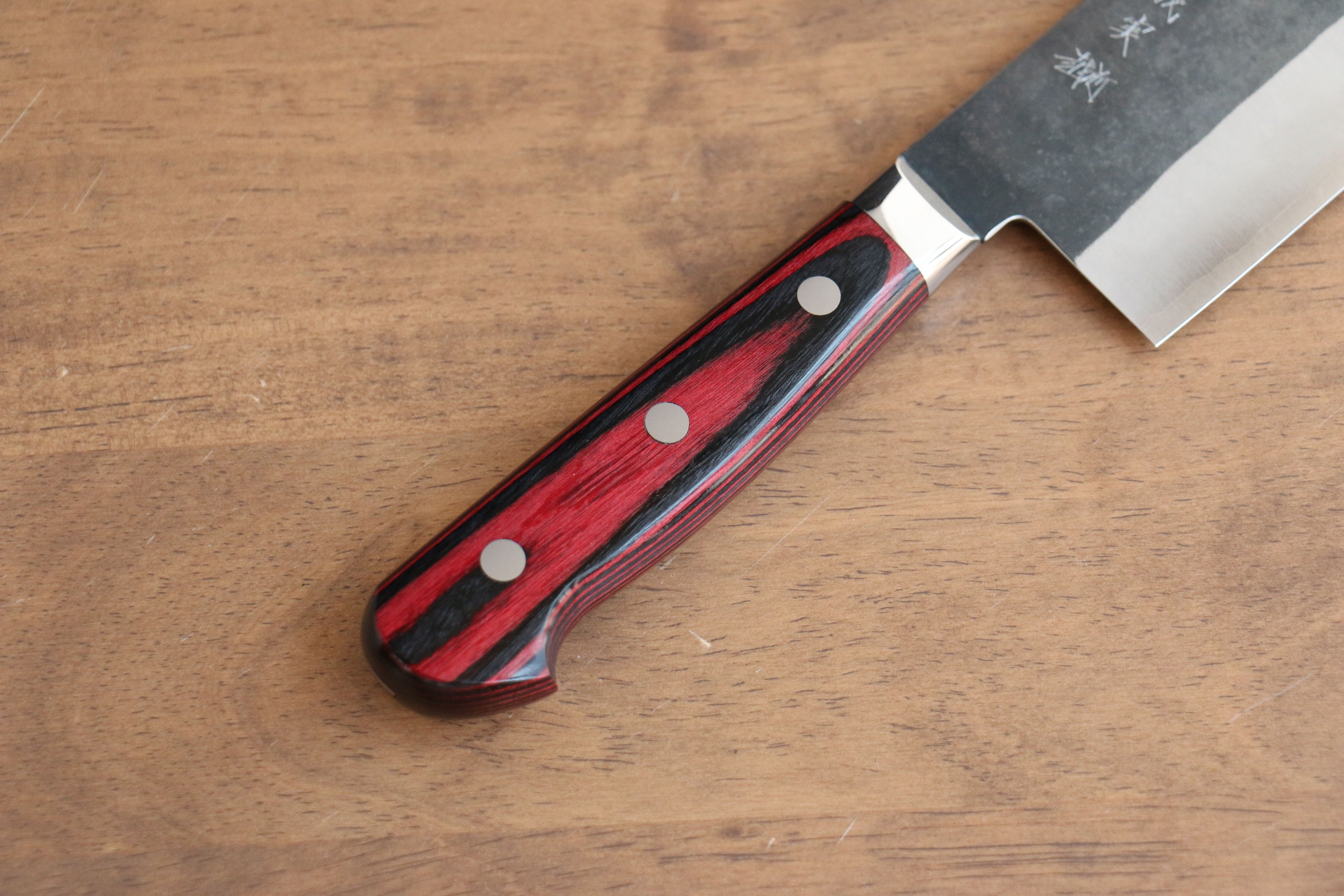 Yoshimi Kato Blue Super Clad Kurouchi Nakiri Japanese Chef Knife 170mm - Seisuke Knife