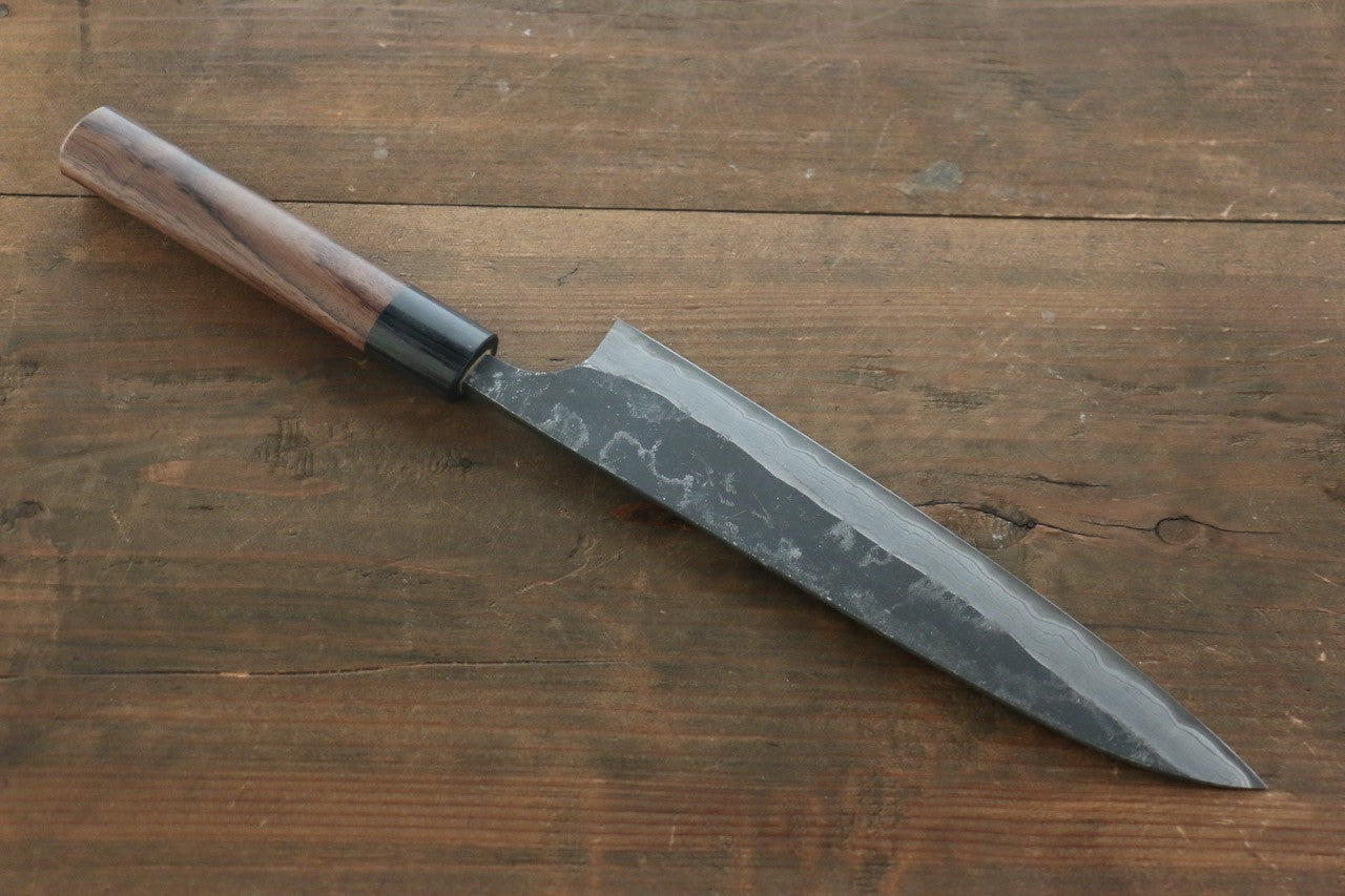 Shungo Ogata White Steel No.2 Kurouchi Damascus Gyuto 210mm Shitan Handle - Seisuke Knife