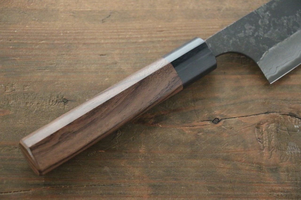 Shungo Ogata White Steel No.2 Kurouchi Damascus Gyuto 210mm Shitan Handle - Seisuke Knife