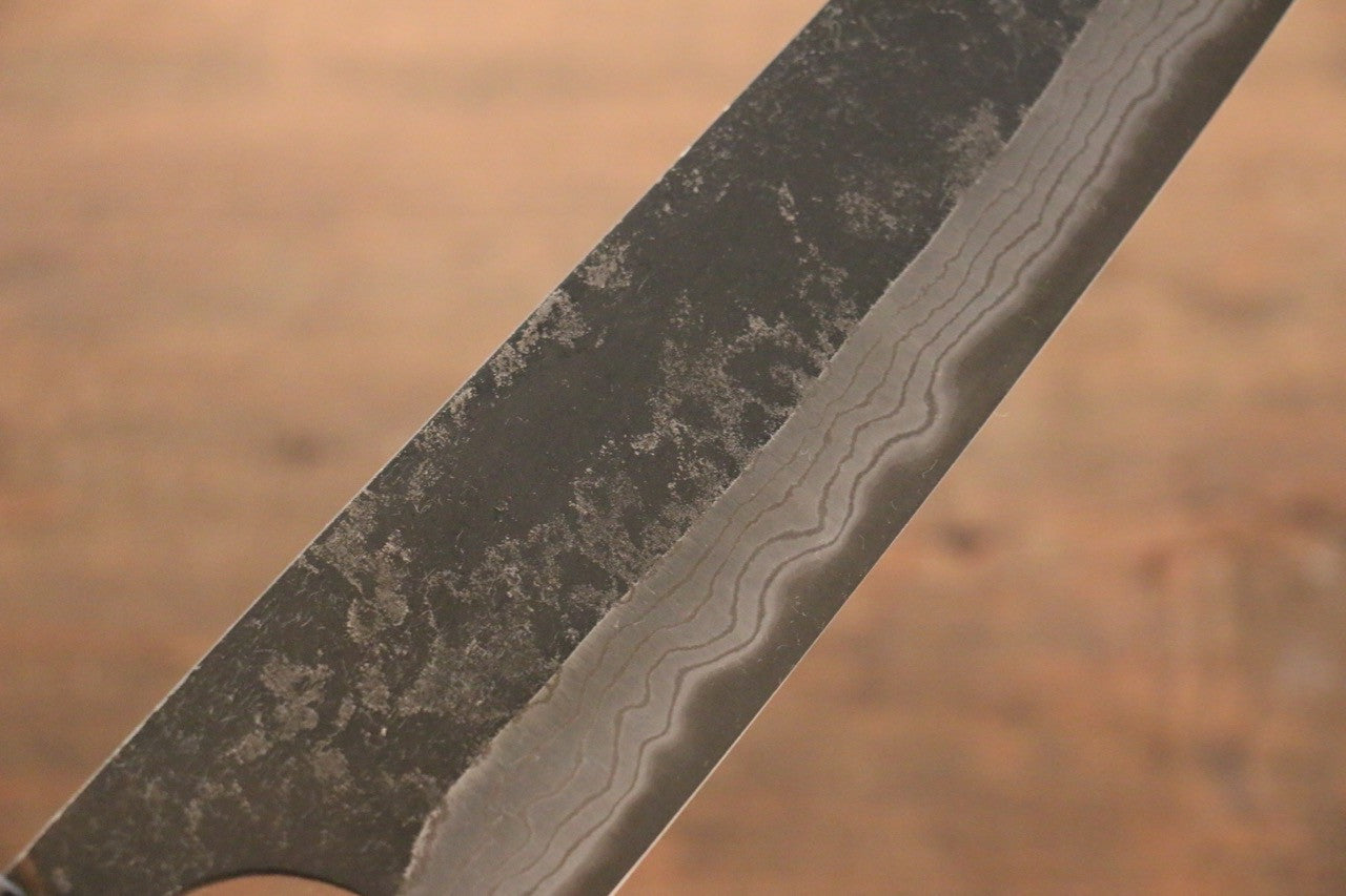 Shungo Ogata White Steel No.2 Kurouchi Damascus Gyuto 210mm Shitan Handle - Seisuke Knife
