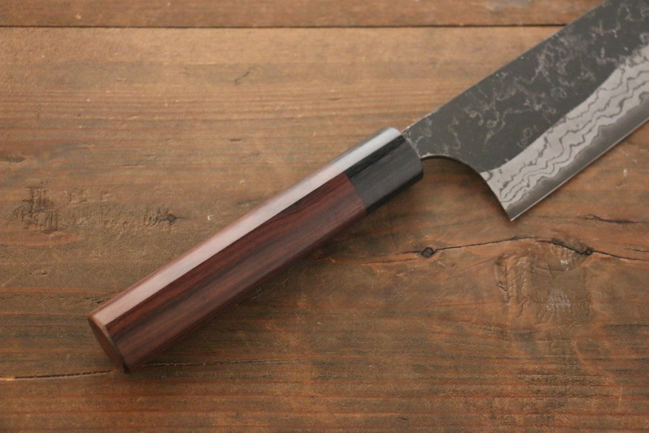 Shungo Ogata White Steel No.2 Kurouchi Damascus Gyuto 240mm Shitan Handle - Seisuke Knife