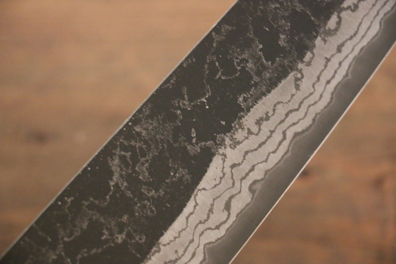 Shungo Ogata White Steel No.2 Kurouchi Damascus Gyuto 240mm Shitan Handle - Seisuke Knife