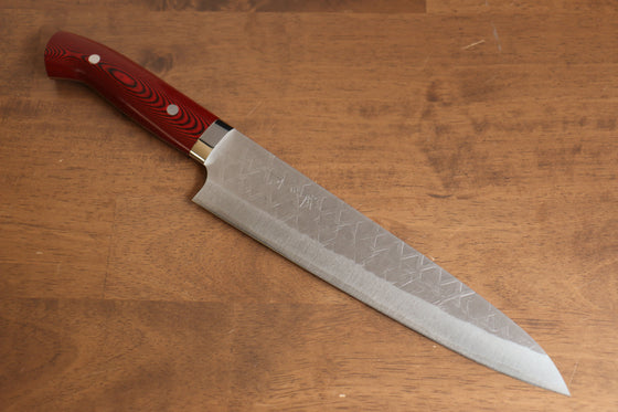 Takeshi Saji SRS13 Hammered Gyuto 240mm Red Micarta Handle - Seisuke Knife