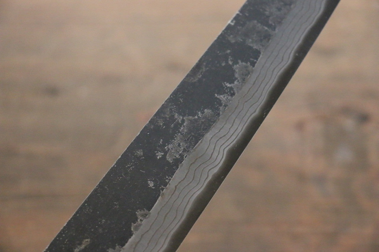 Shungo Ogata White Steel No.2 Kurouchi Damascus Sujihiki 240mm Shitan Handle - Seisuke Knife