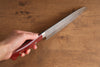 Takeshi Saji SRS13 Hammered Santoku 165mm Red Micarta Handle - Seisuke Knife - Slide 8