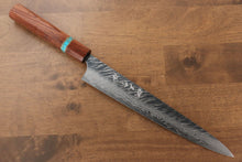  Yu Kurosaki Fujin VG10 Hammered Sujihiki 240mm Maple(With turquoise ring Brown) Handle - Seisuke Knife