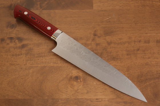 Takeshi Saji SRS13 Hammered Gyuto 210mm Red Micarta Handle - Seisuke Knife