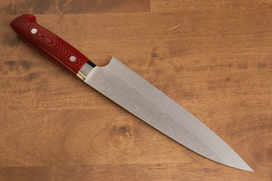 Takeshi Saji SRS13 Hammered Gyuto 210mm Red Micarta Handle - Seisuke Knife