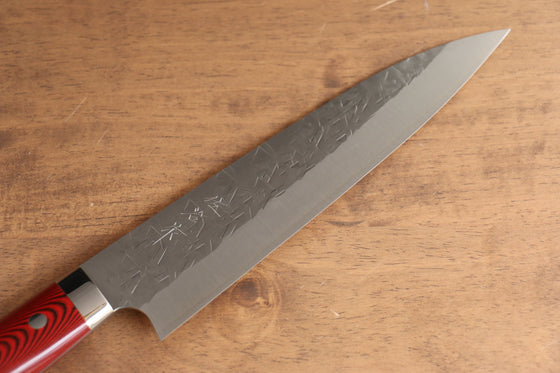 Takeshi Saji SRS13 Hammered Gyuto 210mm Red Micarta Handle - Seisuke Knife