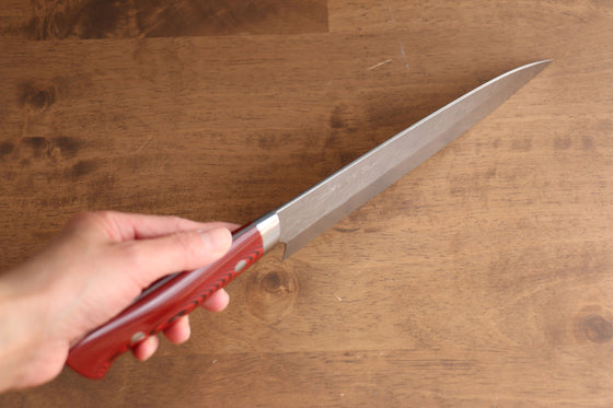 Takeshi Saji SRS13 Hammered Gyuto 210mm Red Micarta Handle - Seisuke Knife