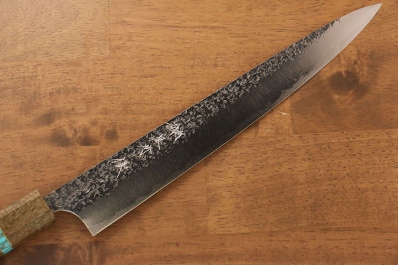 Yu Kurosaki Shizuku SG2 Hammered Sujihiki 270mm Maple(With turquoise ring Green) Handle - Seisuke Knife