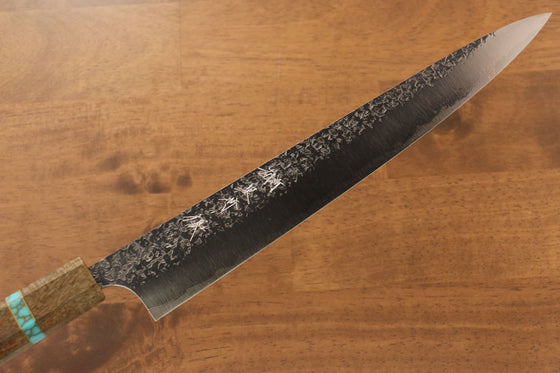 Yu Kurosaki Shizuku SG2 Hammered Sujihiki 270mm Maple(With turquoise ring Green) Handle - Seisuke Knife