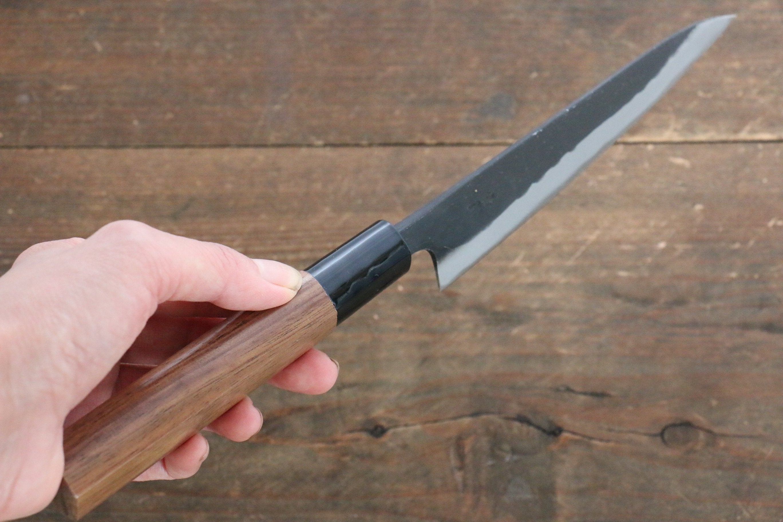 Nao Yamamoto Blue Super Kurouchi Petty-Utility 135mm Walnut Handle - Seisuke Knife