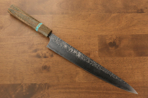 Yu Kurosaki Shizuku SG2 Hammered Sujihiki 270mm Maple(With turquoise ring Green) Handle - Seisuke Knife