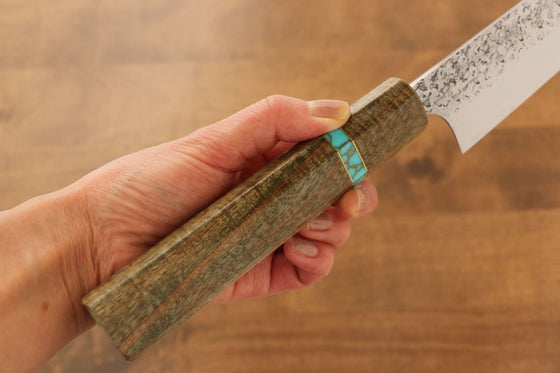 Yu Kurosaki Shizuku SG2 Hammered Sujihiki 270mm Maple(With turquoise ring Green) Handle - Seisuke Knife