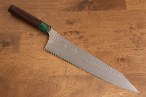 Yu Kurosaki Senko Ei SG2 Hammered Gyuto 270mm Shitan (ferrule: Green Pakka wood) Handle - Seisuke Knife