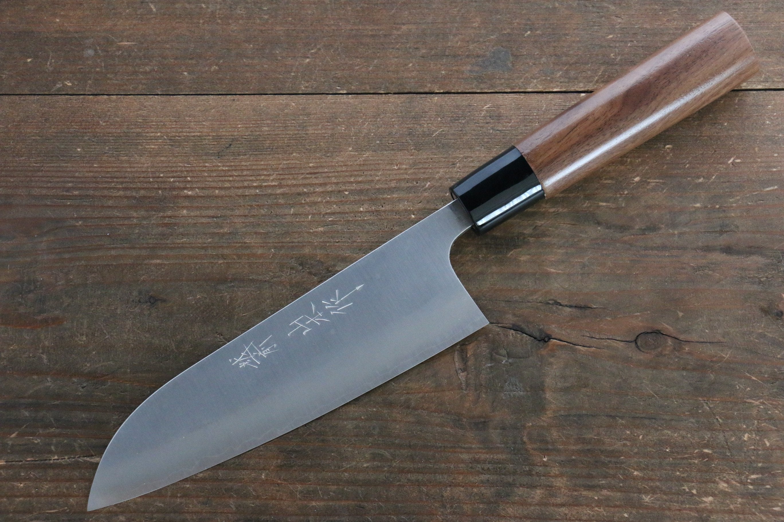 Nao Yamamoto Silver Steel No.3 Nashiji Santoku  165mm Walnut Handle - Seisuke Knife