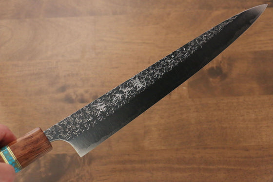 Yu Kurosaki Shizuku SG2 Hammered Sujihiki 270mm Maple(With turquoise ring Brown) Handle - Seisuke Knife