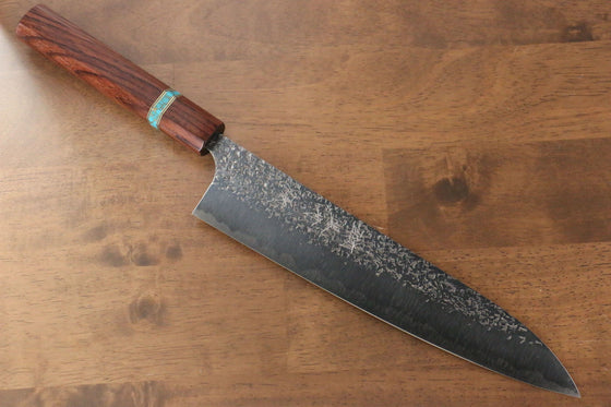 Yu Kurosaki Shizuku SG2 Hammered Gyuto 240mm Maple(With turquoise ring Brown) Handle - Seisuke Knife