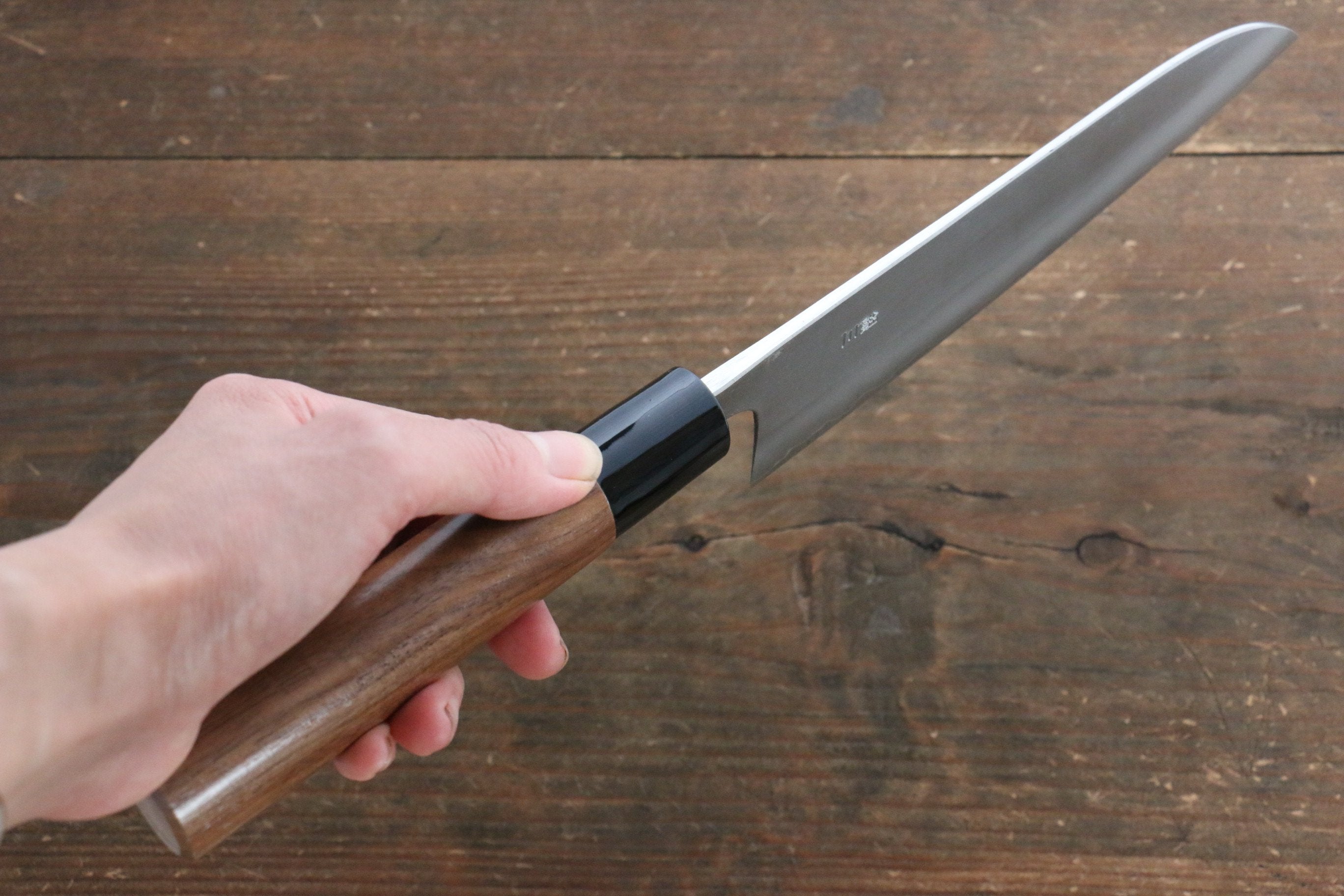 Nao Yamamoto Silver Steel No.3 Nashiji Santoku  165mm Walnut Handle - Seisuke Knife