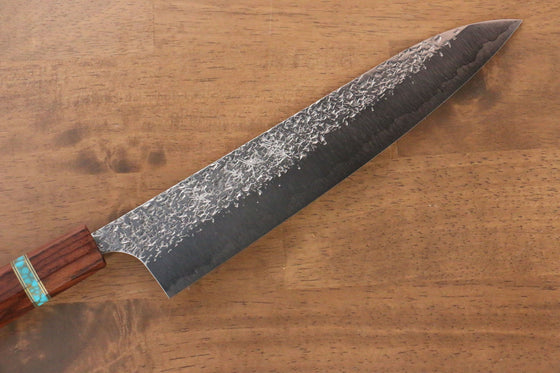 Yu Kurosaki Shizuku SG2 Hammered Gyuto 240mm Maple(With turquoise ring Brown) Handle - Seisuke Knife