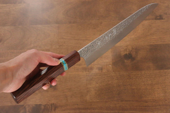 Yu Kurosaki Shizuku SG2 Hammered Gyuto 240mm Maple(With turquoise ring Brown) Handle - Seisuke Knife