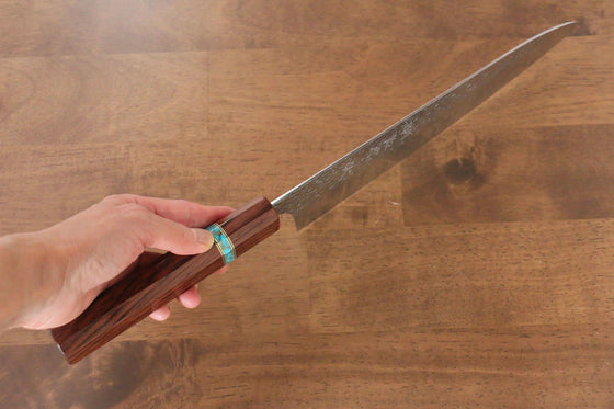 Yu Kurosaki Shizuku SG2 Hammered Gyuto 240mm Maple(With turquoise ring Brown) Handle - Seisuke Knife