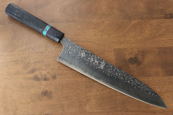 Yu Kurosaki Shizuku SG2 Hammered Gyuto 240mm Maple(With turquoise ring Blue) Handle - Seisuke Knife