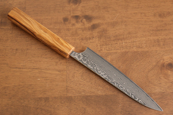 Yoshimi Kato VG10 Damascus Petty-Utility 150mm with Olive Tree Handle - Seisuke Knife