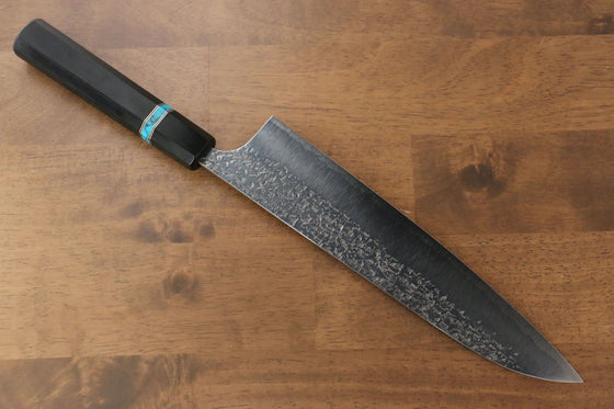 Yu Kurosaki Shizuku SG2 Hammered Gyuto 240mm Ebony Wood(With Turquoise Ring) Handle - Seisuke Knife