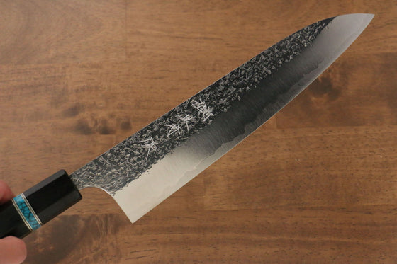 Yu Kurosaki Shizuku SG2 Hammered Gyuto 240mm Ebony Wood(With Turquoise Ring) Handle - Seisuke Knife