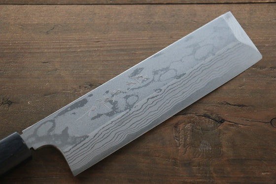 Hideo Kitaoka Blue Steel No.2 Damascus Kakugata Usuba Japanese Chef Knife 180mm - Seisuke Knife