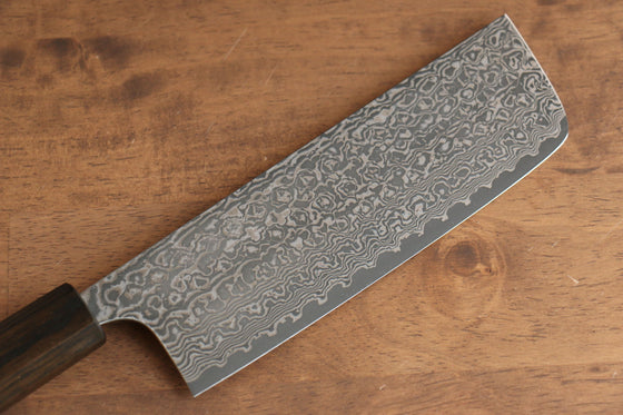 Yoshimi Kato VG10 Damascus Nakiri  165mm Enju Lacquered(Black） Handle - Seisuke Knife