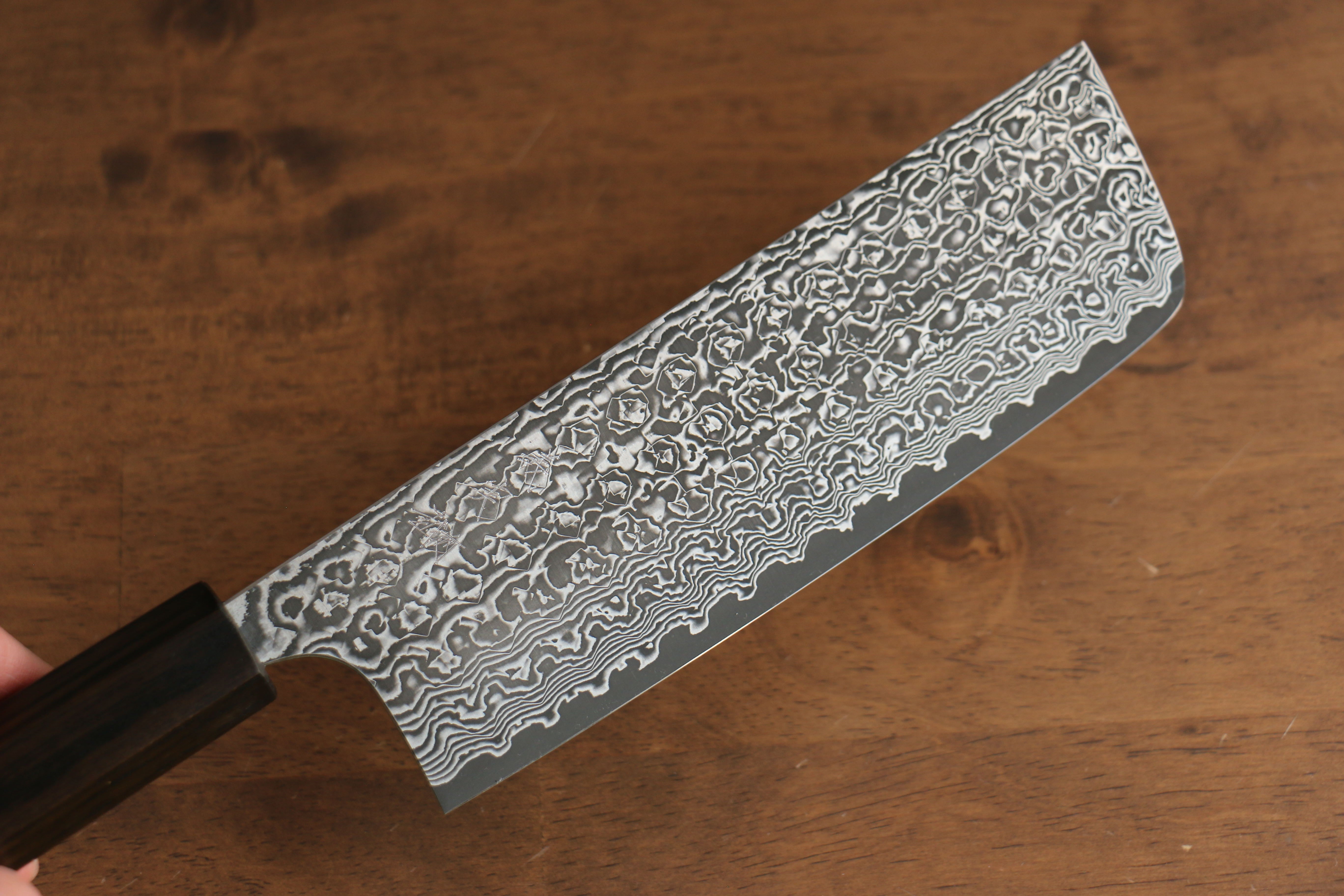 Yoshimi Kato VG10 Damascus Nakiri 165mm Enju Lacquered(Black��� Handle - Seisuke Knife
