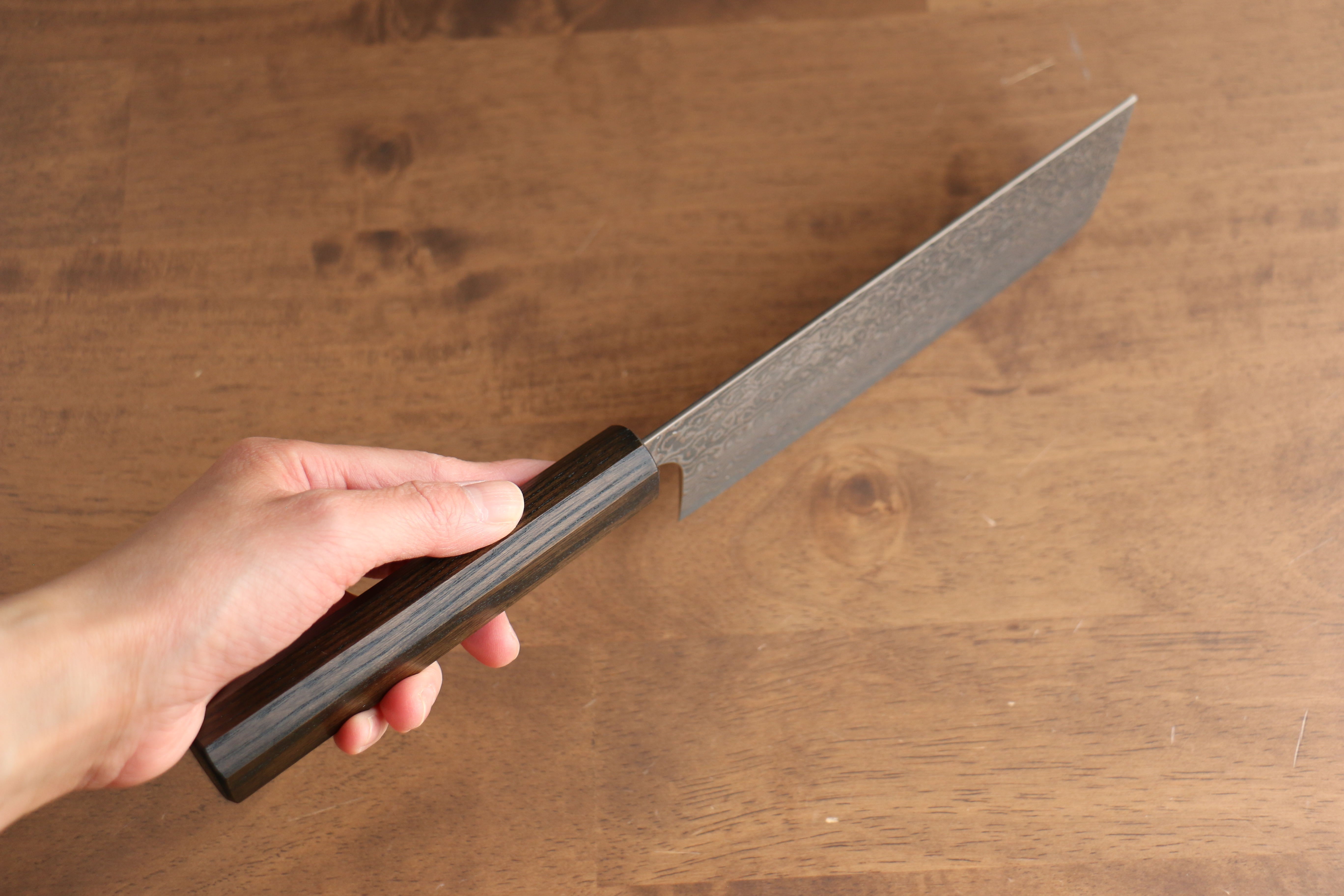 Yoshimi Kato VG10 Damascus Nakiri 165mm Enju Lacquered(Black��� Handle - Seisuke Knife