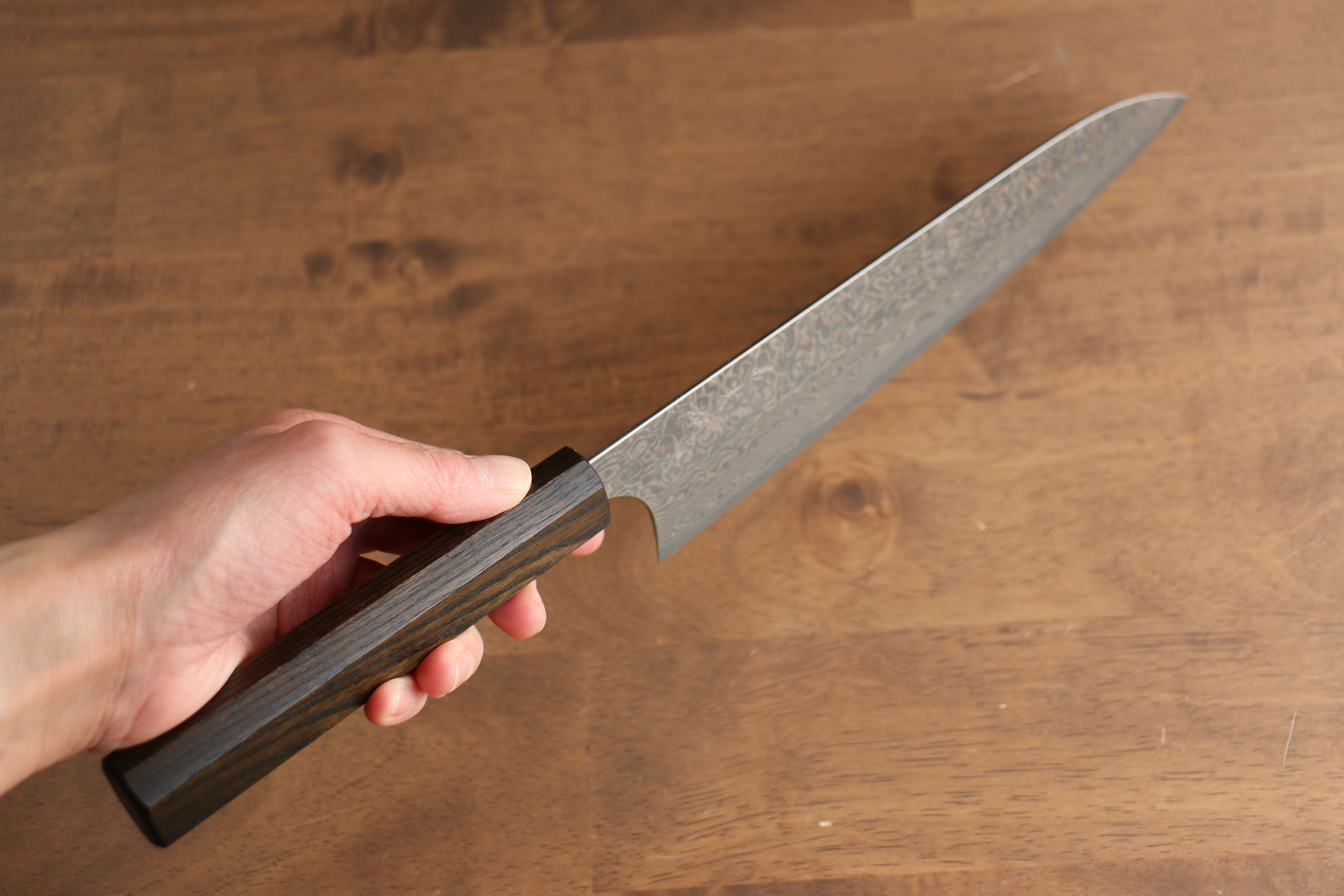 Yoshimi Kato VG10 Damascus Gyuto 210mm Enju Lacquered(Black��� Handle - Seisuke Knife