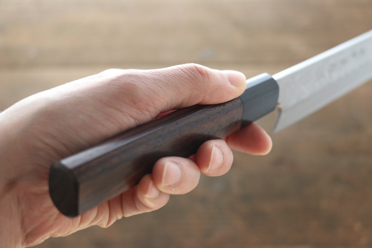 Hideo Kitaoka White Steel No.2 Damascus Kiritsuke Yanagiba Japanese Chef Knife 210mm - Seisuke Knife