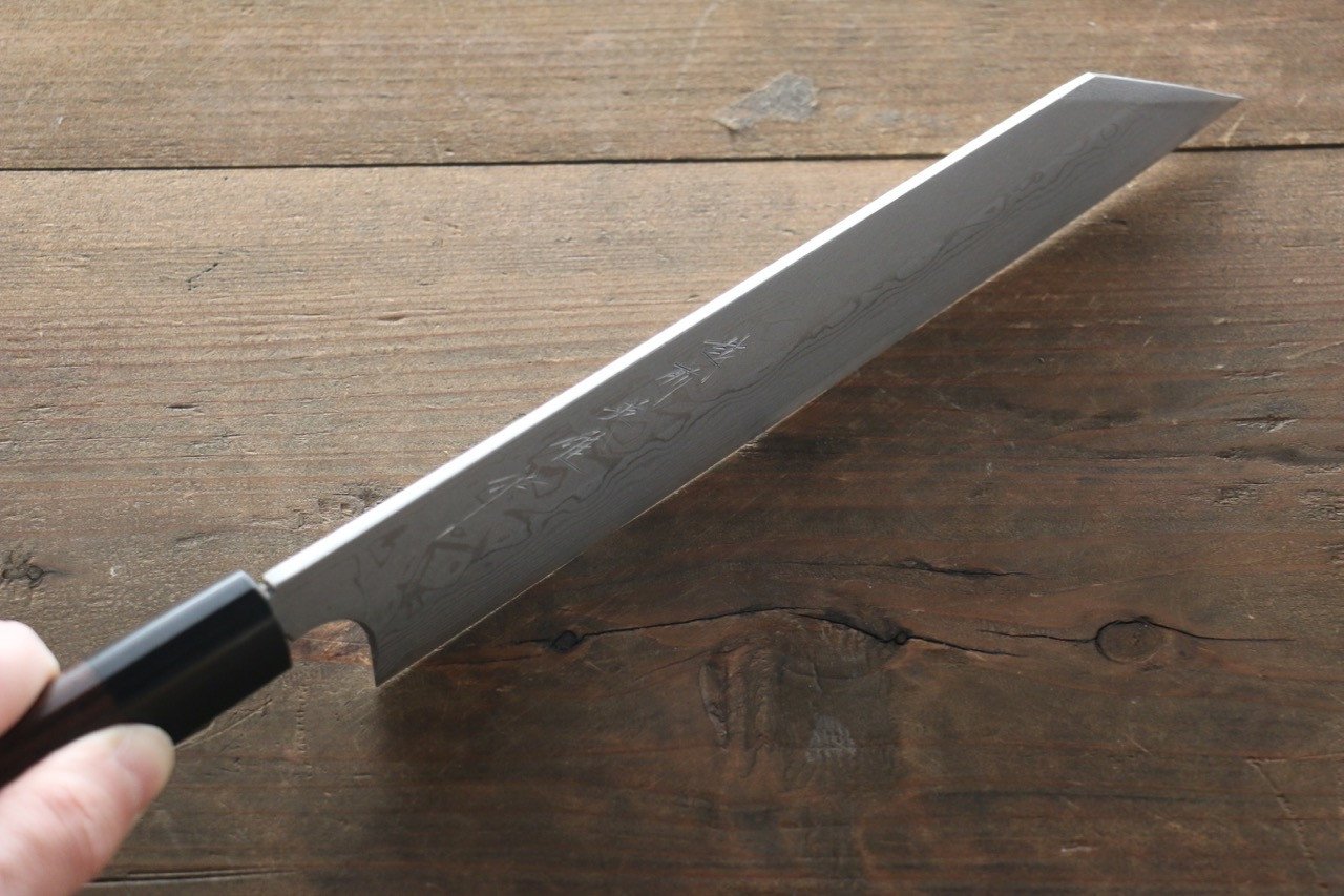 Hideo Kitaoka White Steel No.2 Damascus Kiritsuke Yanagiba Japanese Chef Knife 210mm - Seisuke Knife