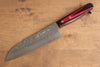 Yoshimi Kato VG10 Hammered(square) Santoku 170mm Red Pakka wood Handle - Seisuke Knife - Slide 1