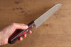 Yoshimi Kato VG10 Hammered(square) Santoku 170mm Red Pakka wood Handle - Seisuke Knife - Slide 7