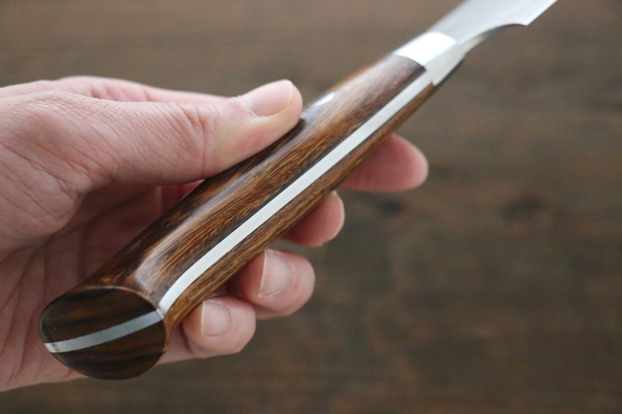 Takeshi Saji SG2 Diamond Finish Damascus Sujihiki 240mm Ironwood Handle - Seisuke Knife
