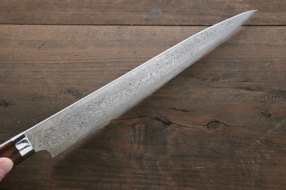 Takeshi Saji SG2 Diamond Finish Damascus Sujihiki 240mm Ironwood Handle - Seisuke Knife