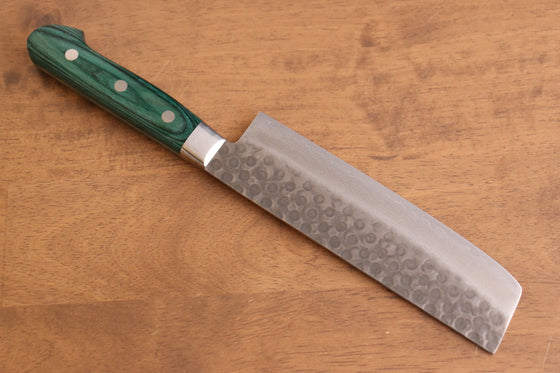 Sakai Takayuki VG10 17 Layer Damascus Nakiri 170mm Green Pakka wood Handle - Seisuke Knife